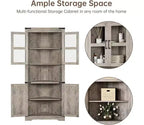 Meuble d'angle, meuble d'angle haut avec porte coulissante et étagères réglables, meuble de rangement d'angle pour salon, cuisine, salle de bain, gris délavé
