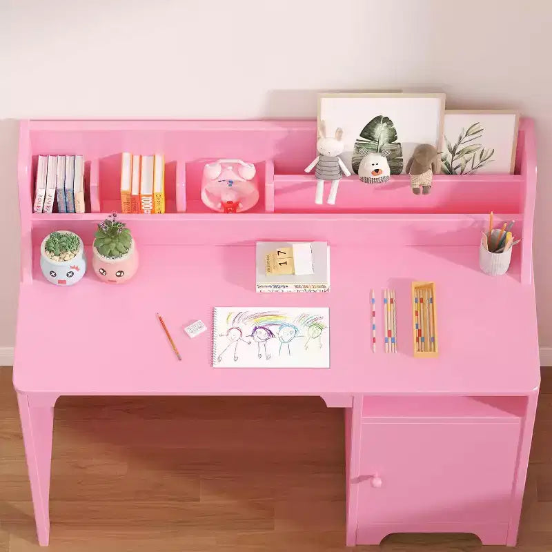 Bureau d'enfant Garvee avec chaise, bureau d'étude avec étagère, armoire de rangement, table en bois pour enfants pour chambre et salle d'étude