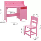 Bureau d'enfant Garvee avec chaise, bureau d'étude avec étagère, armoire de rangement, table en bois pour enfants pour chambre et salle d'étude