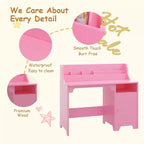 Bureau d'enfant Garvee avec chaise, bureau d'étude avec étagère, armoire de rangement, table en bois pour enfants pour chambre et salle d'étude