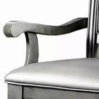 Fauteuil en bois style Royal Hampton avec coussins en similicuir gris, lot de 2