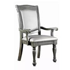 Fauteuil en bois style Royal Hampton avec coussins en similicuir gris, lot de 2