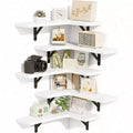Floating Shelves Wall Rustic Wood Wall Mounted Corner Shelf White Bathroom Kitchen Bedroom Home Decor Laundry Room