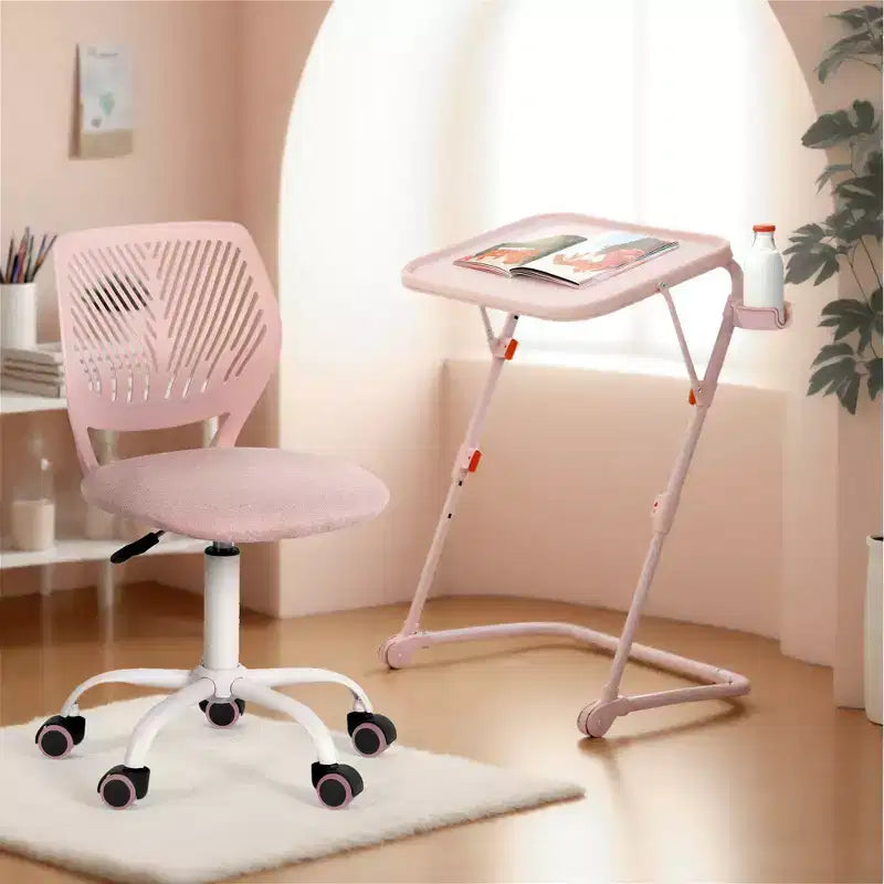 Bureau pliant réglable en hauteur FurnitureR avec plateau en PP, table de travail portable peu encombrante avec roulettes et tiroirs de rangement latéraux pour le bureau à domicile