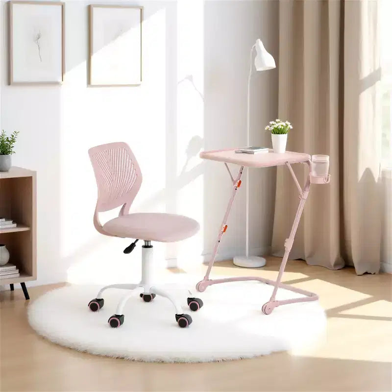 Bureau pliant réglable en hauteur FurnitureR avec plateau en PP, table de travail portable peu encombrante avec roulettes et tiroirs de rangement latéraux pour le bureau à domicile