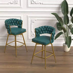 Tabourets de bar Okak en daim tressé de 66 cm (lot de 2), fauteuils pivotants à 360° avec repose-pieds, chaises de cuisine réglables pour îlot de cuisine, bar de maison