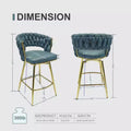 Tabourets de bar Okak en daim tressé de 66 cm (lot de 2), fauteuils pivotants à 360° avec repose-pieds, chaises de cuisine réglables pour îlot de cuisine, bar de maison