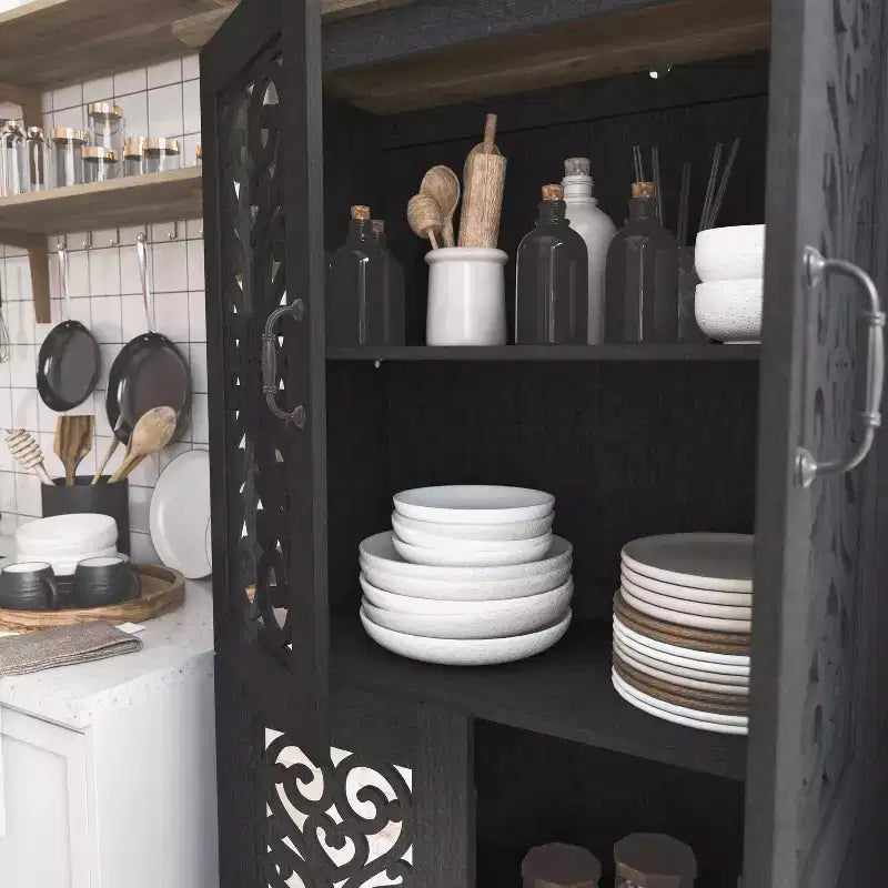 Garde-manger de cuisine 4 portes Galano avec étagères réglables, 80 cm (L) x 40 cm (P) x 162 cm (H)