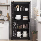 Garde-manger de cuisine 4 portes Galano avec étagères réglables, 80 cm (L) x 40 cm (P) x 162 cm (H)