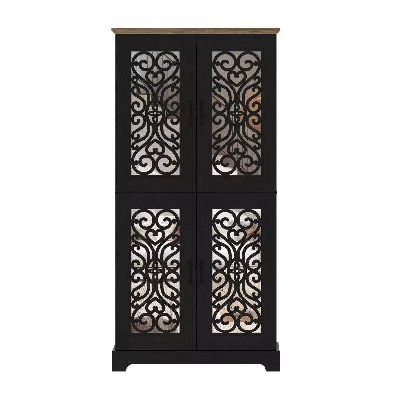 Garde-manger de cuisine 4 portes Galano avec étagères réglables, 80 cm (L) x 40 cm (P) x 162 cm (H)