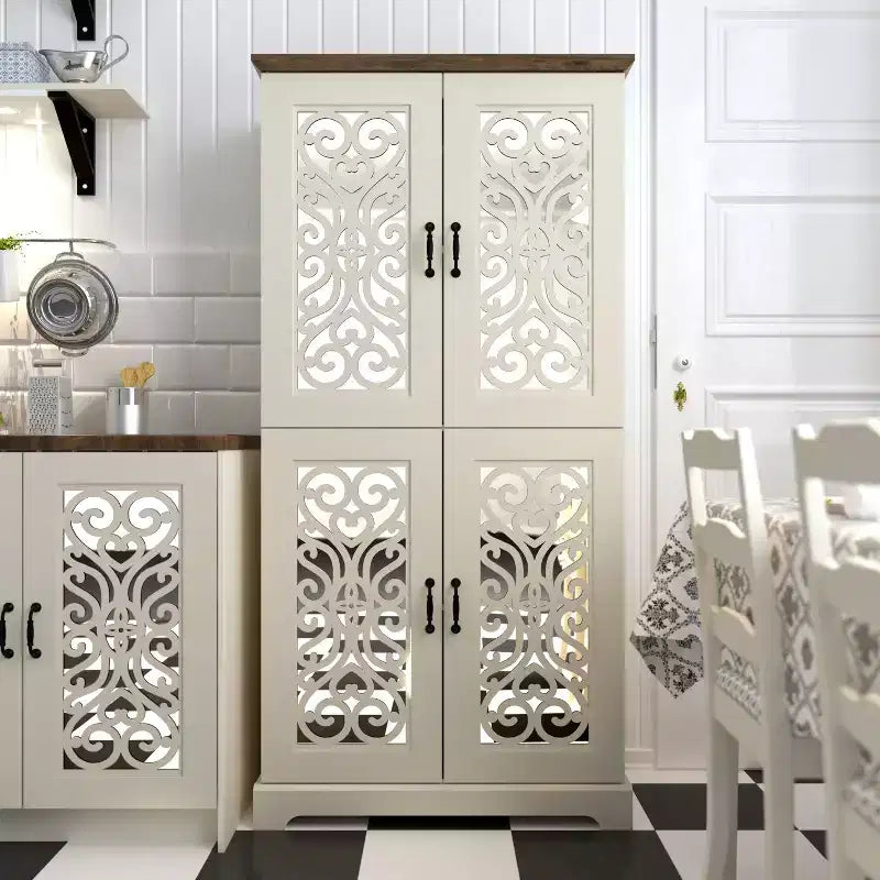 Garde-manger de cuisine 4 portes Galano avec étagères réglables, 80 cm (L) x 40 cm (P) x 162 cm (H)