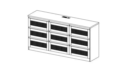 9-Drawer Rattan-Inspired Chest of Drawers - MDF+PB, Black, AB Box Packaging, Bedroom Storage Organizer