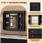 MAYEERTY 35 Armoire de toilette murale, Armoire murale de salle de bain moderne avec miroir et étagères ouvertes pour salle de bain Gris