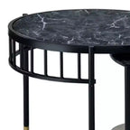 Table basse gigogne Royal Hampton de 40 po en 2 pièces, dessus en faux marbre, étagère en verre, noir