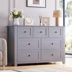 Commode moderne à 7 tiroirs pour chambre à coucher, commodes en bois de 54 po de large avec grand espace de rangement, commode sans poignée meuble TV pour salon et couloir