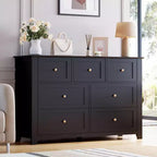 Commode moderne à 7 tiroirs pour chambre à coucher, commodes en bois de 54 po de large avec grand espace de rangement, commode sans poignée meuble TV pour salon et couloir