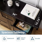 Commode moderne à 7 tiroirs pour chambre à coucher, commodes en bois de 54 po de large avec grand espace de rangement, commode sans poignée meuble TV pour salon et couloir