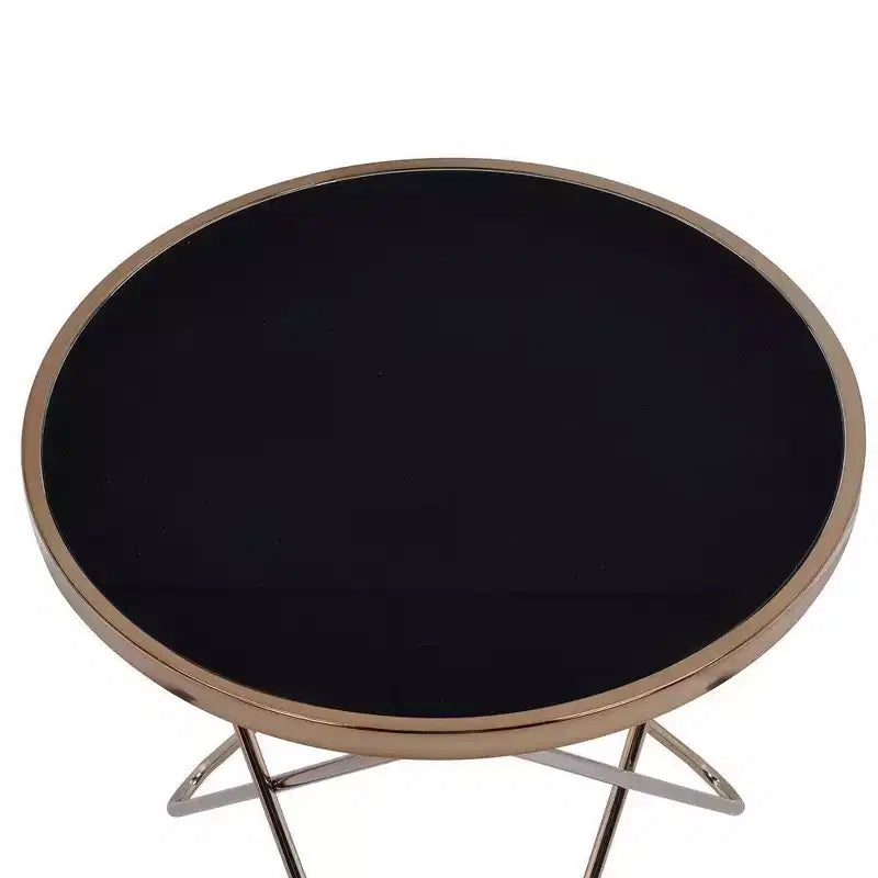 Table d'appoint Royal Hampton, verre noir et champagne