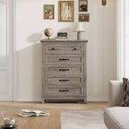 Commode à 5 tiroirs pour chambre à coucher, 41,3 po de haut, en bois, autoportante, grand rangement | Organiseur de placard vertical pour chambre à coucher et salon
