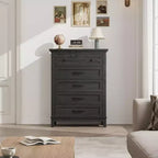 Commode à 5 tiroirs pour chambre à coucher, 41,3 po de haut, en bois, autoportante, grand rangement | Organiseur de placard vertical pour chambre à coucher et salon