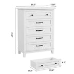Commode à 5 tiroirs pour chambre à coucher, 41,3 po de haut, en bois, autoportante, grand rangement | Organiseur de placard vertical pour chambre à coucher et salon