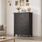 Commode à 5 tiroirs pour chambre à coucher, 41,3 po de haut, en bois, autoportante, grand rangement | Organiseur de placard vertical pour chambre à coucher et salon
