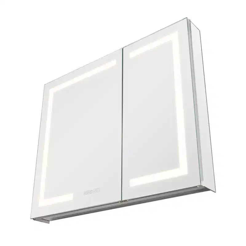 VEVOR Lighted Medicine Cabinet with Mirror,36 x 30 in Recessed or Wall Mount,3 Color Dimmable LED Bathroom Medicine Cabinet with HD Mirror,Clock,White