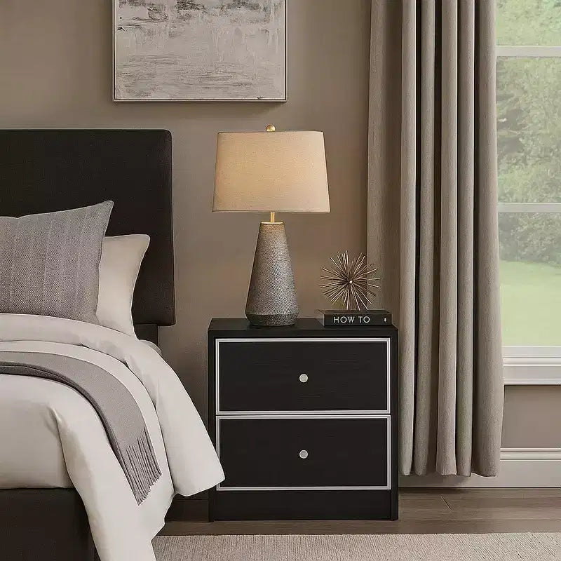 Table Royal Hampton avec 2 tiroirs de rangement et garnitures complexes, noire
