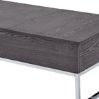 Table basse en bois Royal Hampton avec deux plateaux relevables et des pieds en métal en forme de patins, gris et argent