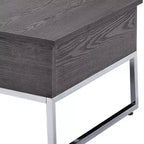 Table basse en bois Royal Hampton avec deux plateaux relevables et des pieds en métal en forme de patins, gris et argent