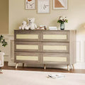 6 Drawer Dresser for Bedroom, Rattan Chest of Dressers, Natural