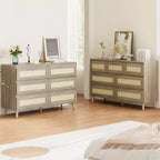 Commode à 6 tiroirs pour chambre à coucher, commode en rotin, naturelle