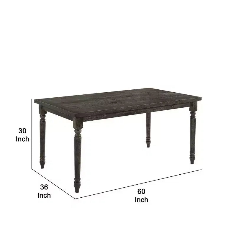 Table de salle à manger Royal Hampton en bois avec plateau rectangulaire et pieds tournés, gris
