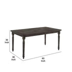 Table de salle à manger Royal Hampton en bois avec plateau rectangulaire et pieds tournés, gris