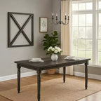 Table de salle à manger Royal Hampton en bois avec plateau rectangulaire et pieds tournés, gris