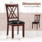 Costway Lot de 2 chaises de salle à manger, chaises de cuisine avec dossier, siège rembourré et pieds en bois d'hévéa