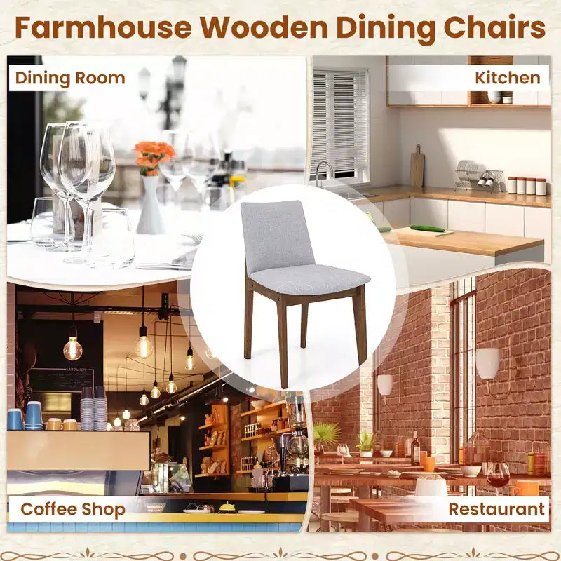 Costway Chaises de salle à manger en bois (lot de 2) avec coussins, dossier haut incurvé, pour salle à manger