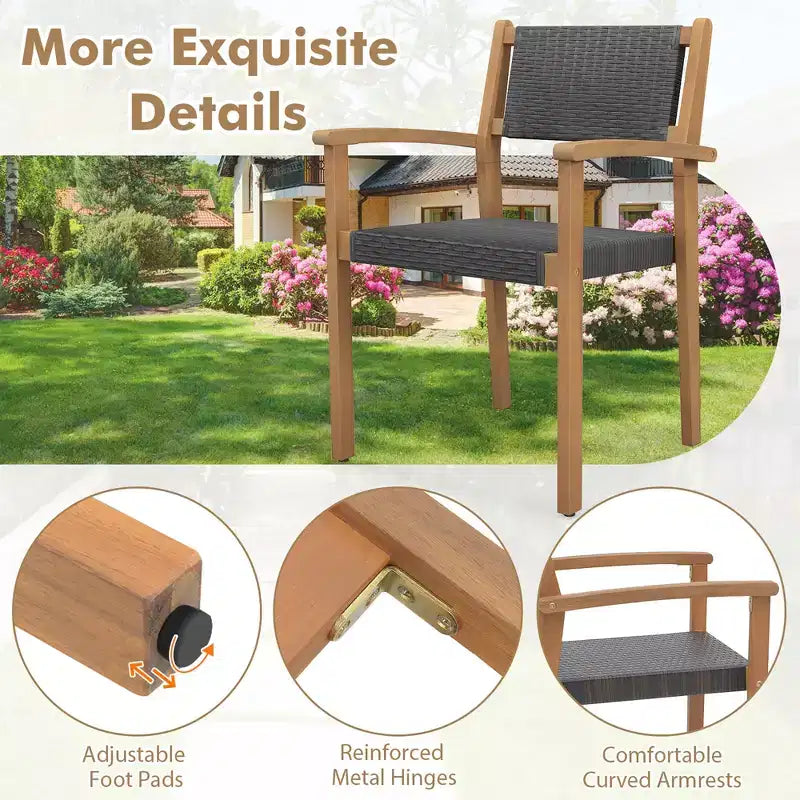 Chaise de salle à manger empilable Costway, lot de 4, avec dossier respirant et patins réglables