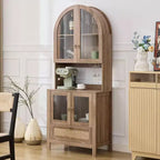 TYBOATLE Armoire de rangement cintrée de 190 cm de haut, armoires de cuisine en bois avec dispositif anti-basculement, meuble de rangement polyvalent avec tiroir innovant