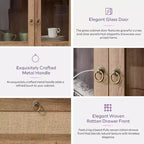 TYBOATLE Armoire de rangement cintrée de 190 cm de haut, armoires de cuisine en bois avec dispositif anti-basculement, meuble de rangement polyvalent avec tiroir innovant