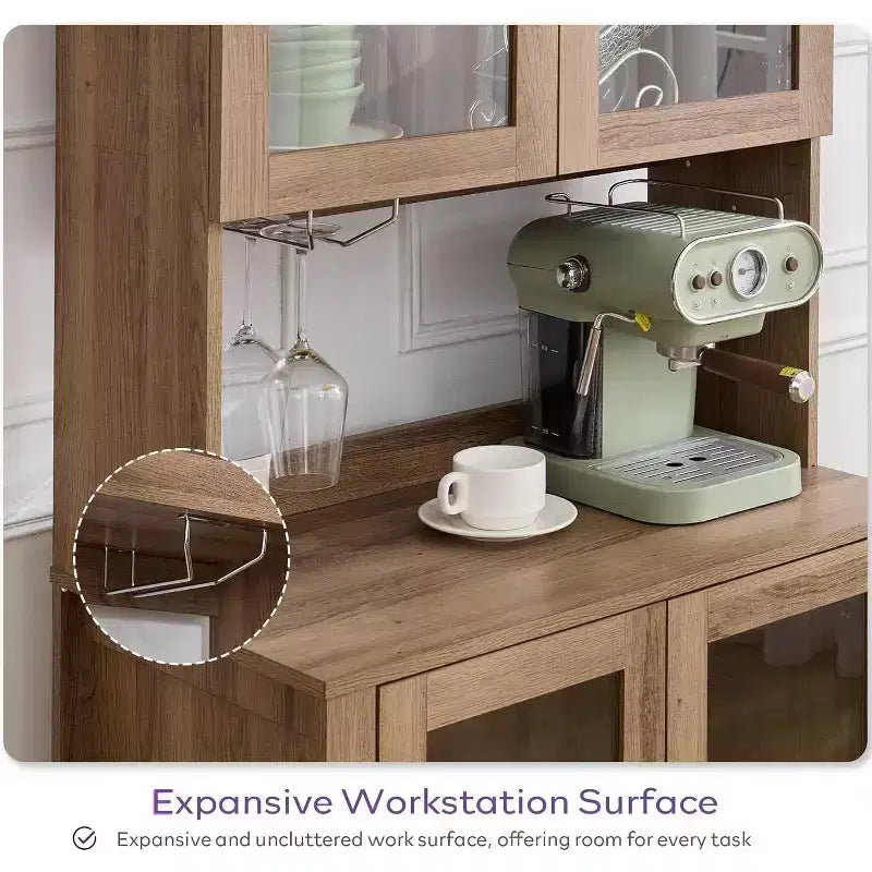 TYBOATLE Armoire de rangement cintrée de 190 cm de haut, armoires de cuisine en bois avec dispositif anti-basculement, meuble de rangement polyvalent avec tiroir innovant