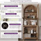 TYBOATLE Armoire de rangement cintrée de 190 cm de haut, armoires de cuisine en bois avec dispositif anti-basculement, meuble de rangement polyvalent avec tiroir innovant
