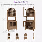 TYBOATLE Armoire de rangement cintrée de 190 cm de haut, armoires de cuisine en bois avec dispositif anti-basculement, meuble de rangement polyvalent avec tiroir innovant