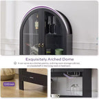 TYBOATLE Armoire de rangement cintrée de 190 cm de haut, armoires de cuisine en bois avec dispositif anti-basculement, meuble de rangement polyvalent avec tiroir innovant