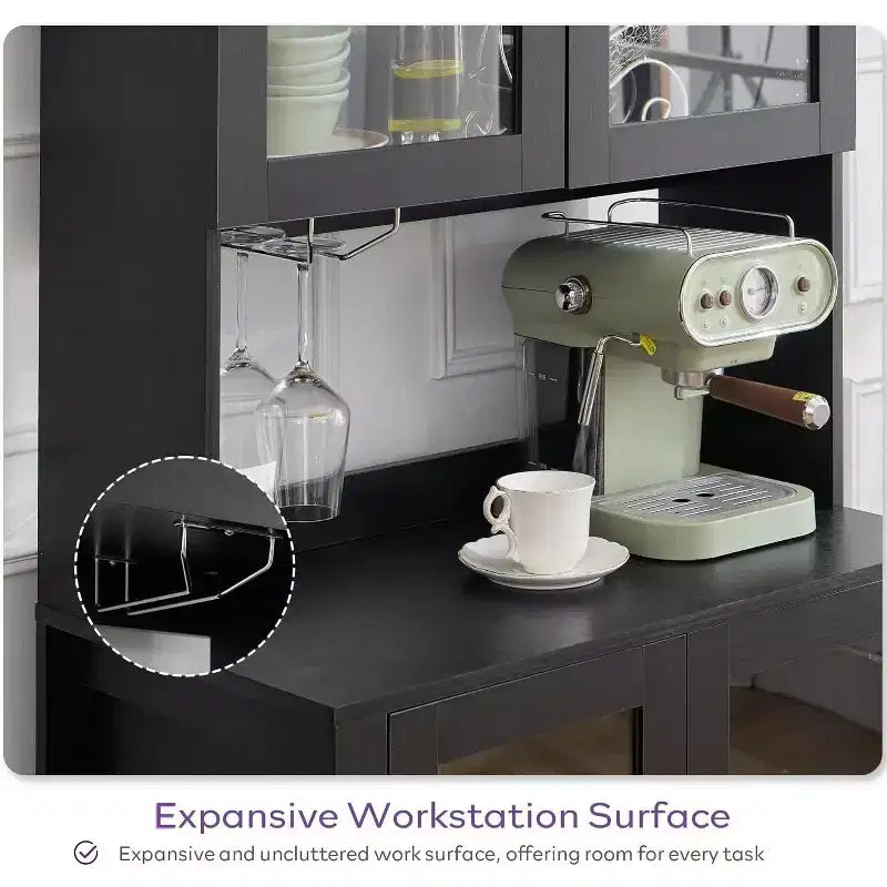 TYBOATLE Armoire de rangement cintrée de 190 cm de haut, armoires de cuisine en bois avec dispositif anti-basculement, meuble de rangement polyvalent avec tiroir innovant