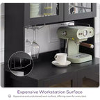 TYBOATLE Armoire de rangement cintrée de 190 cm de haut, armoires de cuisine en bois avec dispositif anti-basculement, meuble de rangement polyvalent avec tiroir innovant