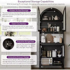 TYBOATLE Armoire de rangement cintrée de 190 cm de haut, armoires de cuisine en bois avec dispositif anti-basculement, meuble de rangement polyvalent avec tiroir innovant