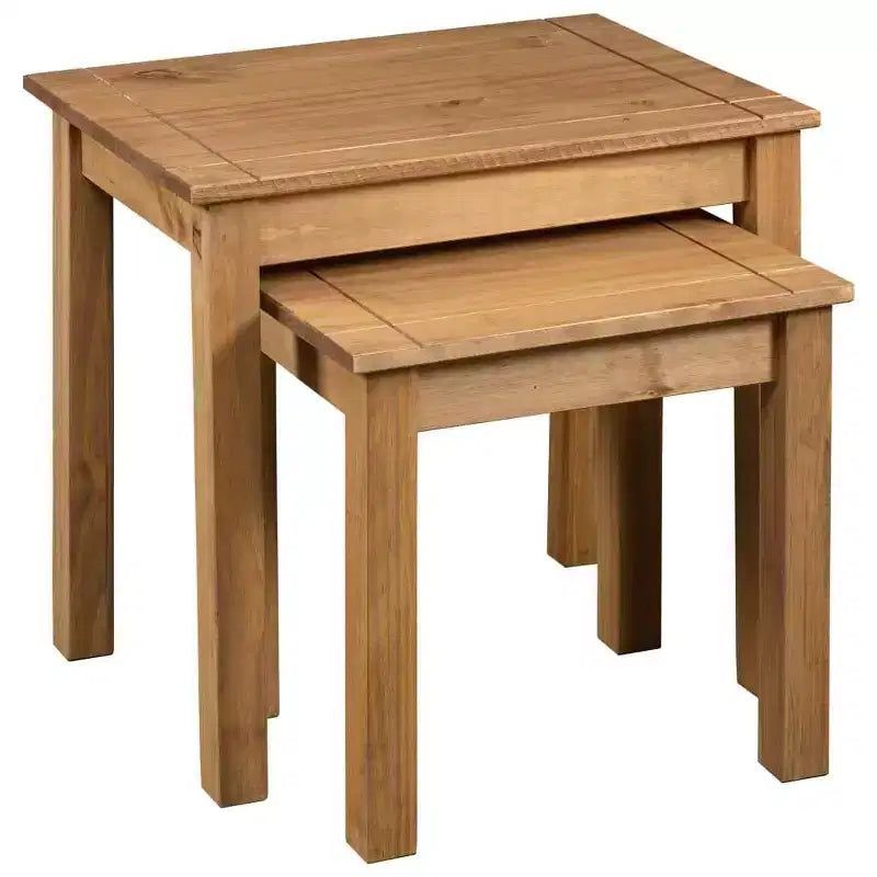 vidaXL Jeu de 2 Tables gigognes Bois de pin massif naturel
