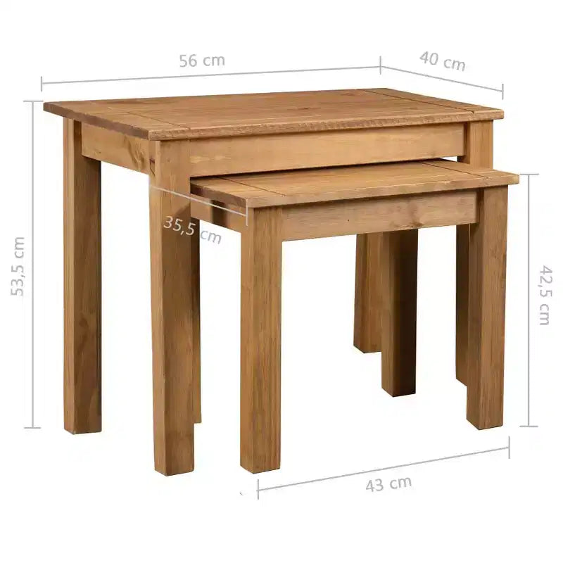 vidaXL Jeu de 2 Tables gigognes Bois de pin massif naturel
