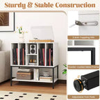Meuble support de tourne-disque Costway avec station de charge, étagères de rangement pour vinyles, cadre en métal